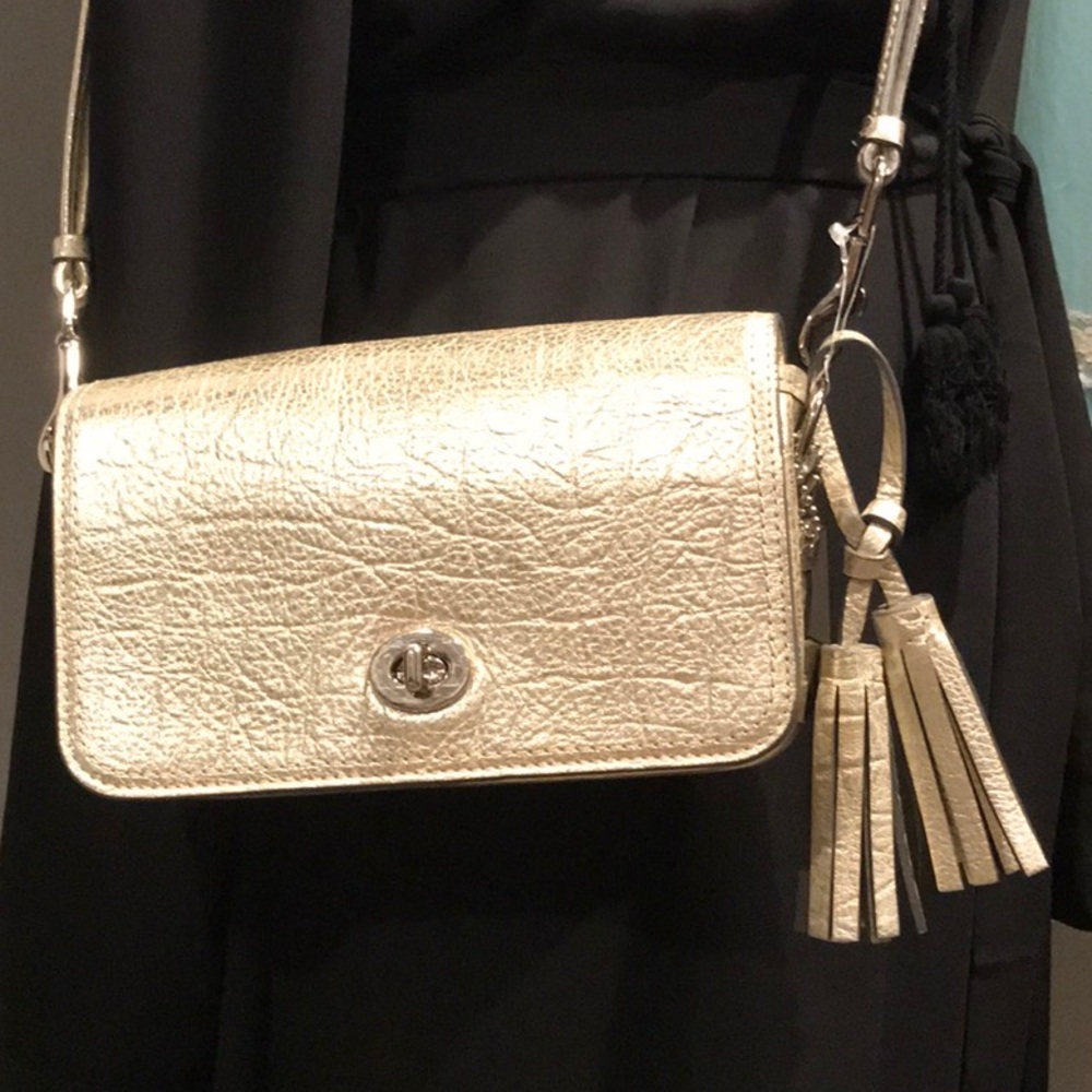 Coach Legacy Gold Metallic Leather Cross Body